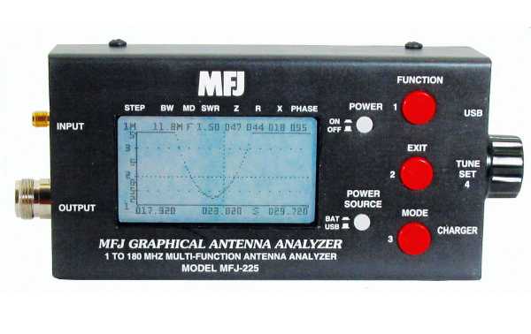 MFJ225 Ant. HF / VHF analyzer, 1.8-170 Mhz, dual ports. Take the RF tests to the next level with the new MFJ-225! All the basic functions of the analyzer on which it depends, in addition to a series of advanced functions such as built-in LCD graphics, two