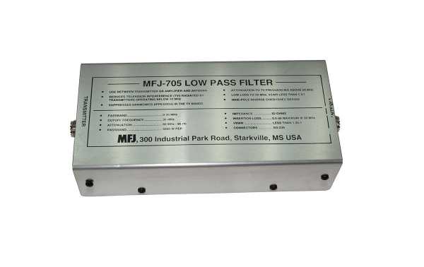 MFJ 705 MFJ Filtro passa-baixo para HF. Frequência de 0 a 30 Mhz, 2500 Wats