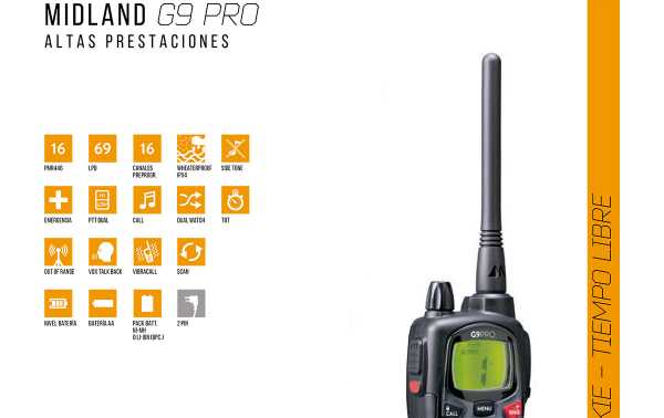 MIDLAND G9-PRO walkie free use PMR 446 !! NEW MODEL !! MIDLAND G9 evolves and becomes PRO.