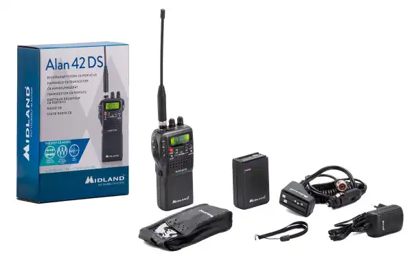 Midland 42 DS MULTI Walkie portatil 27 MHZ CB 40 canales AM/FM Diseñado para operar en los 40 canales de la banda Ciudadana, este compacto transceptor es fruto de la mas avanzada tecnologia y ha sido construido utilizando los mejores componentes, lo que