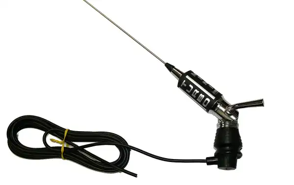 LEMM MINITURBO NEGRA con letras plateadas Antena movil CB 110 cm