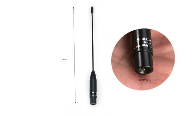 NA-401 NAGOYA Antenne bi-bande walkies 19 cm avec connecteur SMA mâle