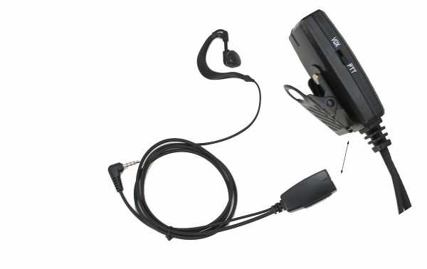 POLMAR MA17 Micro-Auricular Orejera para walkies POLMAR GEMINI y CUBE. Polmar MA-17  Micro Auricular cable liso negro para walkies Polmar con VOX. 