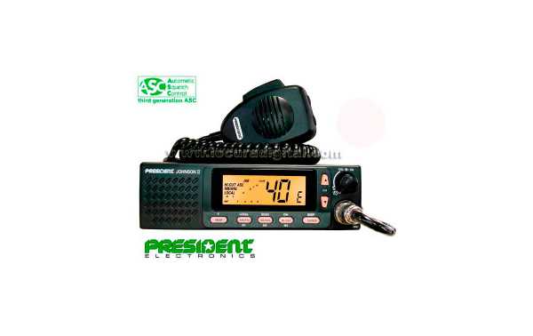 PRESIDENT JOHNSON II ASC SIZE RADIO CHANNEL CITIZENS BAND MEDIUM 40 AM / FM Multi-European Standards