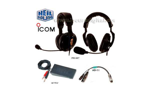 HEIL SOUND PROSET-4-AD11  Micro auriculares profesionales HEIL PRO-SET-4 + AD-11 + FS-2 para equipos icom  746 PRO, 756PRO,756PRO II, PRO III, 7800.