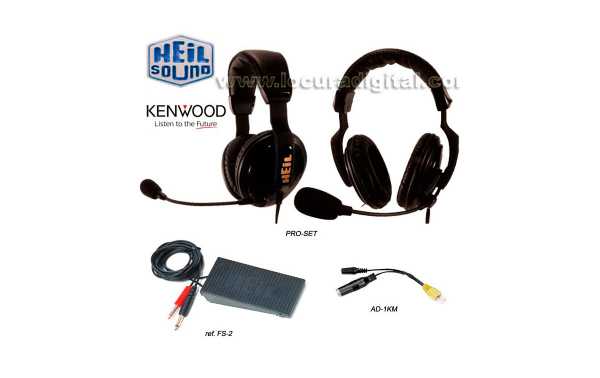 HEIL SOUND PROSET-4-AD1KM  Micro auriculares profesionales HEIL PRO-SET-4 + AD-1KM + FS-2 para equipos KENWOOD  TS480