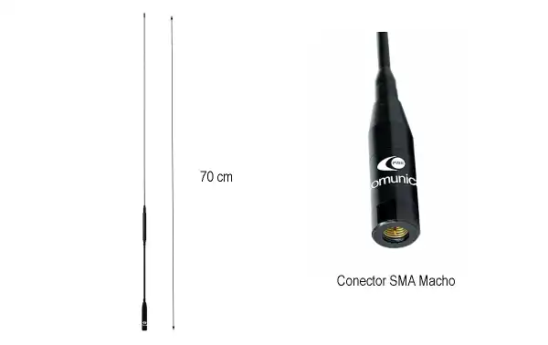 Komunica PWR-TA-607S Antena walkiBibanda VHF/UHF144/430 mHz SMA macho