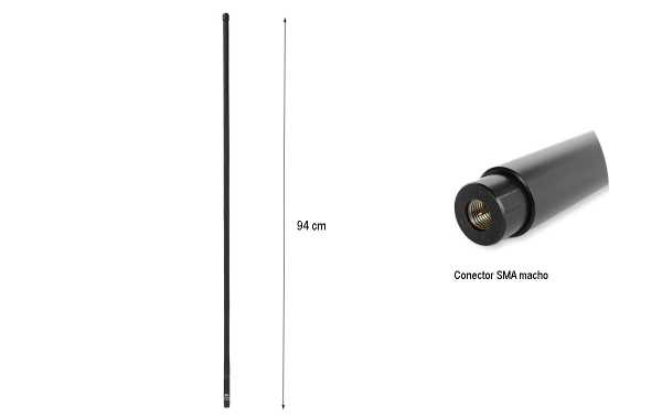 KOMUNIPWR-TA-94-S Antena Táctica 144/430 Mhz. 94 cm Conector SMA Macho