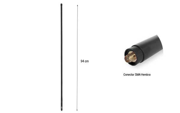 KOMUNIPWR-TA-94-S Antena Táctica 144/430 Mhz 94 cm Conector SMA hembra