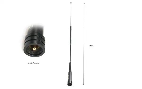 Komunica PWR-507FIBER Antenne Bi-Bande VHF/UHF144/430 Mhz Longueur 74 cm