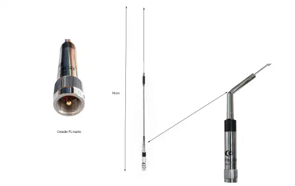 Komunica PWR-NR770-R Antenne bi-bande VHF/UHF144/430 Mhz Longueur 97 cm