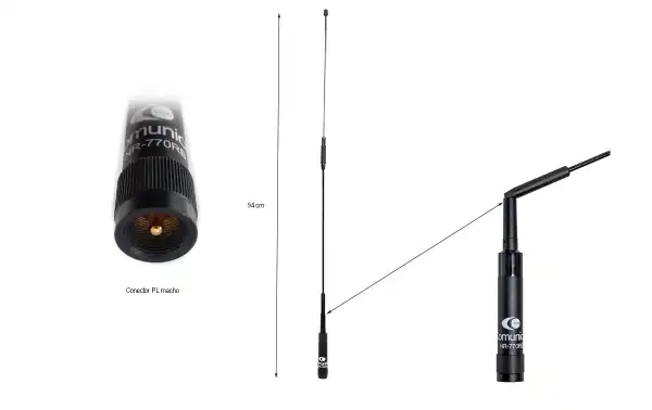 Komunica PWR-NR770-RB Antenne double bande VHF/UHF144/430 Mhz Longueur 97 cm