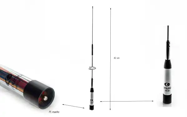 PWR-NR-66 Antena movil doble banda VHF-UHF longitud 42 cms