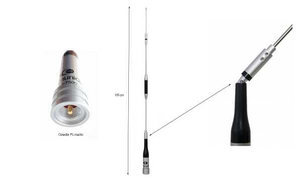 PWR-SG-7500 Dual band mobile antenna 144/430 Mhz. Length 1.05 meters