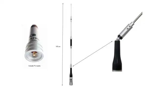 PWR-SG-7500 Antenne mobile bi-bande 144/430 Mhz. Longueur 1,05 mètres
