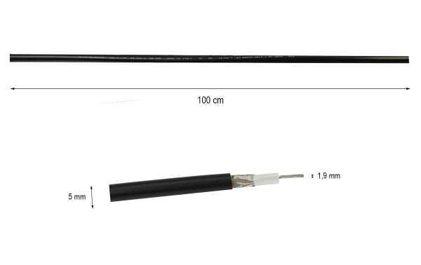 RG-58 Vendas de cabos coaxiais de baixa perda por metro, diâmetro externo 5 mm, para padrões de comunicação de rádio MIL / C17