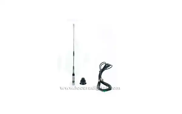 NAGOYA S45P KIT 2 + CABLE LC55 + BASE BL01. !! IDEAL PARA INSTALACION EN VEHICULOS Y SOPORTES !! Antena bibanda 140-150 / 430-460 MHz VHF/UHF. 2.15 / 3.5 dB. max. potencia 150 w. Color plata.