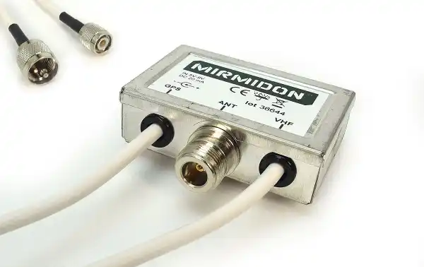 MIRMIDON SEA120VHFGPS Antena marina VHF-AIS-GPS, fibra vidrio con duplexor GPS y VHF conector antena N hembra + Soporte SEAFIX18