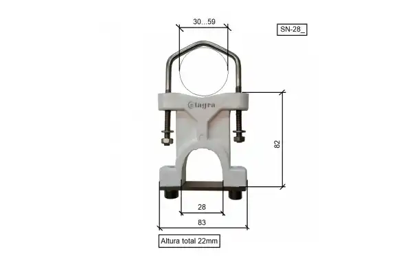 SN-28/1/ Suporte X 1 grampos para mastro de 28 mm para antenas