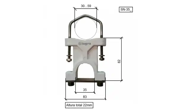 SN-35/2 Support X 2 clamps for 35 mm mast for antennas