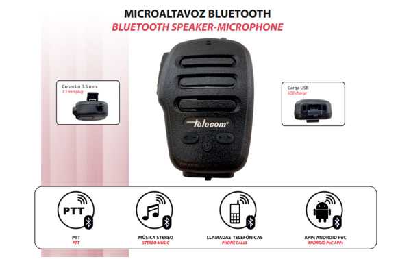 TELECOM SP-BT-POC Micro haut-parleur bluetooth PoC comme Zello, EsChat, etc.