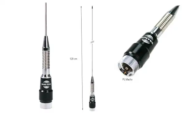 Antenne mobile VHF SIRTEL SRTM-128-S 144-174 Mhz. Connecteur PL à ressort