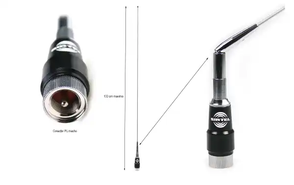 SIRTEL SRTM-132 Antena móvel VHF ajustável 144-174 Mhz. Conector PL