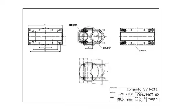 TAGRA SVH-200 is a high-quality double clamp, made of stainless steel with a sheet thickness of 2 mm, designed to hold two antennas on a mast up to 45 mm in diameter, with a wide compatibility of antenna diameters.