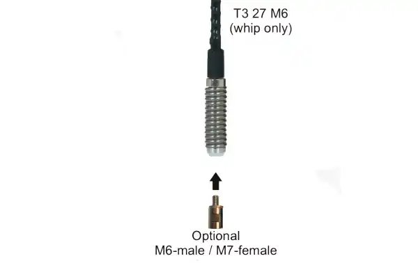T3-27-M6 sírio móvel antena CB 27 Mhz chicote fêmea M6