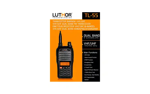 WALKIE TALKIES LUTHOR TL55 BI BANDA DUAL BAND VHF UHF !! NUEVO EL MAS COMLETO 8 SCRAMBLER Y 5 TONE !!