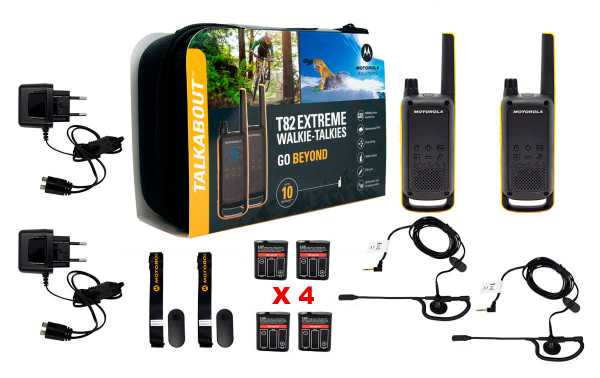 MOTOROLA TLKR T82-EXTREM casal walkies kit 4 baterias +2 PINGANILLOS