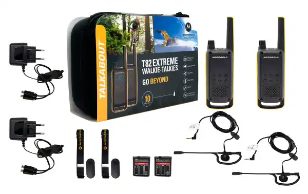 MOTOROLA TLKR T82-EXTREM pareja de walkies uso libre +2 PINGANILLOS