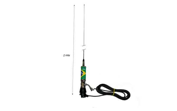 Antena dobrável LEMM TURBO 2001 Brazil Flag CB 27mhz Comprimento 2mts