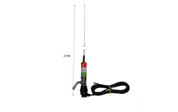 LEMMTURBO2001 bandera Italia plateada Antena abatible CB27mhz L200 cm 