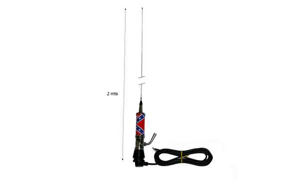 LEMM TURBO2001 Rebel Flag Folding Antenna CB27mhz Length 200cm