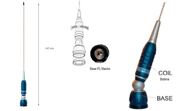 SIRIO TURBO 2000 PL Mobile antenna 5/8 PL connector Length 145 cm