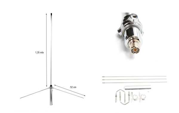 Maas VGP-30-A Antenne de base VHF VHF144/174 Mhz. Longueur 1,35 mètres