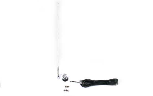 MAAS VU108550 Professional mobile antenna 1/4 wave. With spring and moth. Adjustable to the working frequency by cutting. Supplied with 5 meters of high quality RG-58 cable and FME connector at the tip for easy installation inside vehicle upholstery. Once