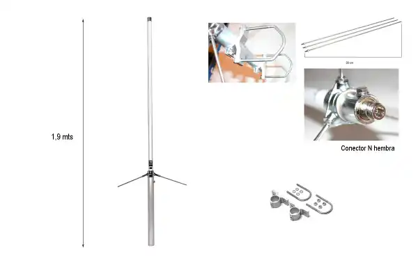 The KOMUNICA X-5000-N is a high efficiency antenna designed to operate in three frequency bands: VHF, UHF and SHF. With its rugged construction and advanced specifications, this antenna is ideal for applications requiring superior performance at the 144 M