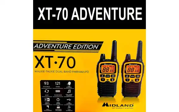 MIDLAND XT- 70 AVENTURE Pareja de Walkies-talkies PMR446 premium, alcance 12 Km Uso libre