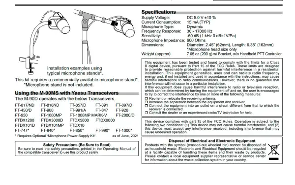 Microfone dinâmico Yaesu